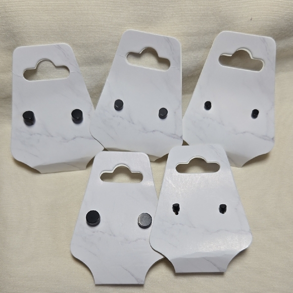 Black Stud Earrings Set Of Five - Picture 1 of 4